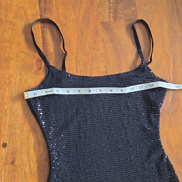 Bebe Black Sequin Bodycon Slip Maxi Dress Gown Size Small - Picture 6 of 12